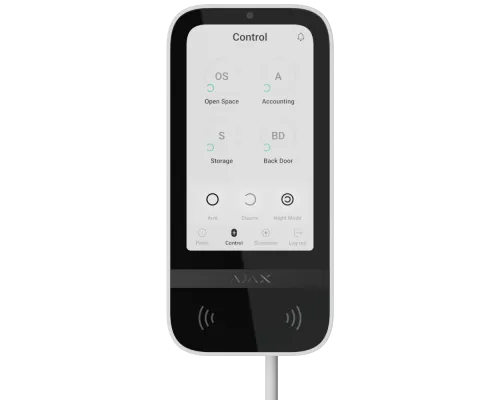 Клавіатура Ajax KeyPad TouchScreen Fibra white дротова сенсорна Клавіатура Ajax KeyPad TouchScreen Fibra white дротова сенсорна