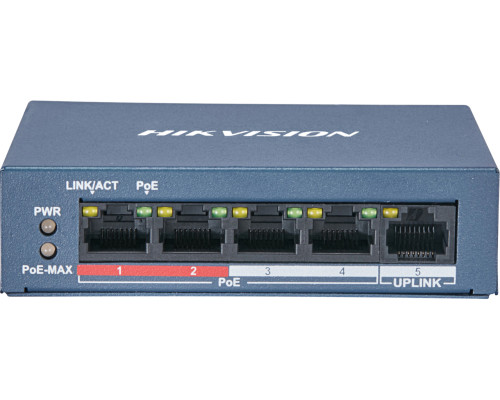 Коммутатор 4 порта неуправляемый Hikvision DS-3E0105P-E/M(B) POE