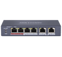 Коммутатор 4 порта неуправляемый Hikvision DS-3E0106P-E/M POE