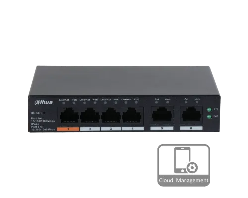 Комутатор 4 порти керований Dahua DH-CS4006-4GT-60 PoE