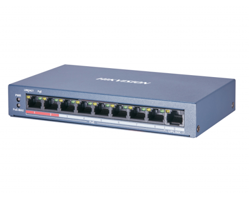 Коммутатор 8 портов неуправляемый Hikvision DS-3E0109P-E/M(B) POE