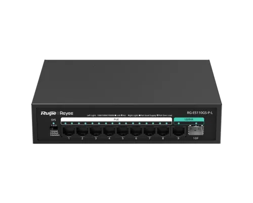 Коммутатор 10 портов неуправляемый Ruijie Reyee RG-ES110GS-P-L PoE Коммутатор 10 портов неуправляемый Ruijie Reyee RG-ES110GS-P-L PoE