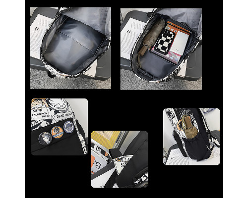 Рюкзак подростковый 83124 с аниме 20L Black + White Рюкзак подростковый 83124 с аниме 20L Black + White