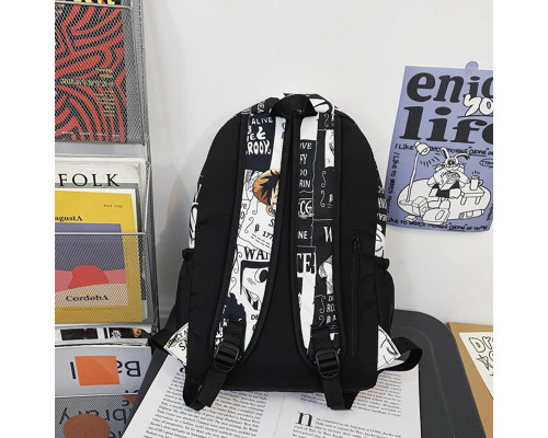 Рюкзак подростковый 83124 с аниме 20L Black + White Рюкзак подростковый 83124 с аниме 20L Black + White