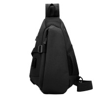 Рюкзак на одно плечо 905 вместительная с USB портом водонепроницаемая Black