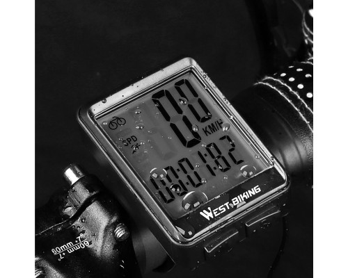 Велокомпьютер West Biking 0702054 с подсветкой White Проводной