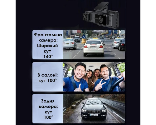 Автомобильный видеорегистратор SV3 Full HD 1080P на 3 камеры с камерой заднего вида