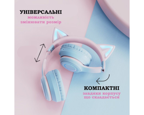 Беспроводные наушники с кошачьими ушками Cat Ear Fingertime с дополнительным микрофоном и подсветкой Беспроводные наушники с кошачьими ушками Cat Ear Fingertime с дополнительным микрофоном и подсветкой