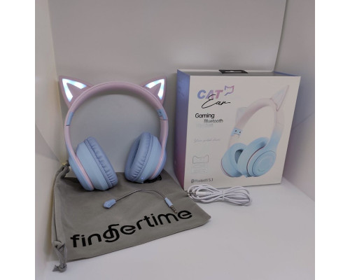 Беспроводные наушники с кошачьими ушками Cat Ear Fingertime с дополнительным микрофоном и подсветкой Беспроводные наушники с кошачьими ушками Cat Ear Fingertime с дополнительным микрофоном и подсветкой