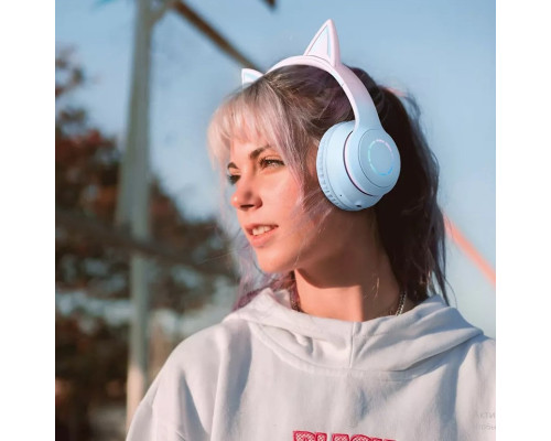 Беспроводные наушники с кошачьими ушками Cat Ear Fingertime с дополнительным микрофоном и подсветкой Беспроводные наушники с кошачьими ушками Cat Ear Fingertime с дополнительным микрофоном и подсветкой