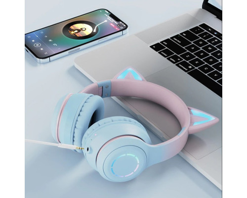 Беспроводные наушники с кошачьими ушками Cat Ear Fingertime с дополнительным микрофоном и подсветкой Беспроводные наушники с кошачьими ушками Cat Ear Fingertime с дополнительным микрофоном и подсветкой