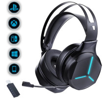 Наушники для Playstation 5/PS5/PS4/Xbox/Switch/ с выдвижным микрофоном и Bluetooth адаптером Honcam с LED