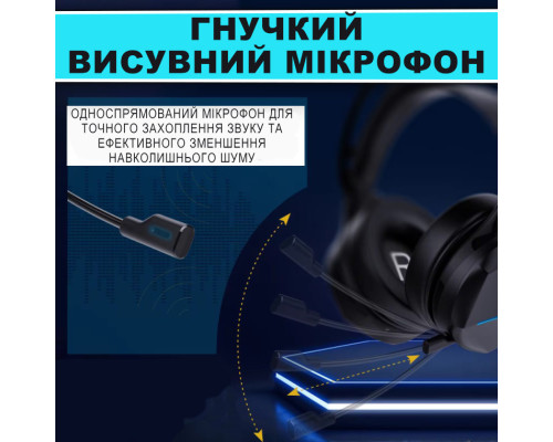 Наушники для Playstation 5/PS5/PS4/Xbox/Switch/ с выдвижным микрофоном и Bluetooth адаптером Honcam с LED