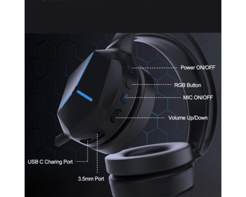 Наушники для Playstation 5/PS5/PS4/Xbox/Switch/ с выдвижным микрофоном и Bluetooth адаптером Honcam с LED