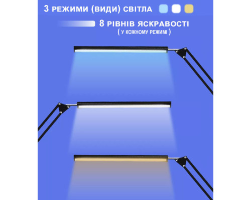 Настольная светодиодная лампа с креплением к столу на струбцине TableMatLed черная LED