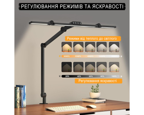 Лампа офисная трансформер настольная светильник на монитор для рабочего места Desk Swing lamp Черная Лампа офисная трансформер настольная светильник на монитор для рабочего места Desk Swing lamp Черная