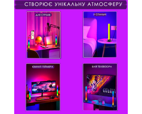 Умный RGB+IC атмосферный светодиодный ночник Mood light панель с Bluetooth и синхронизацией музыки 2 шт Умный RGB+IC атмосферный светодиодный ночник Mood light панель с Bluetooth и синхронизацией музыки 2 шт
