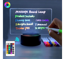 Cветодиодная 3D лампа ночник планер для записей 2 в 1 лампа планер NOTE LAMP 2.0 на пульте черный