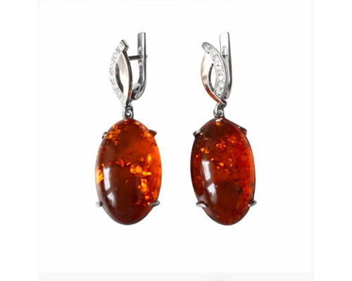 Серебряные серьги с янтарем Svitozar 121