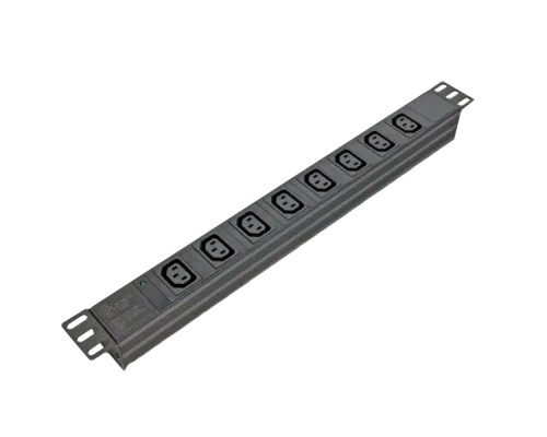 Блок 19" на 8 роз. С13, 10А, с индикат., без шнура, черный, 1U, Kingda